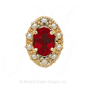 GS174 G/PL - 14 Karat Gold Slide with Garnet center and Pearl accents 